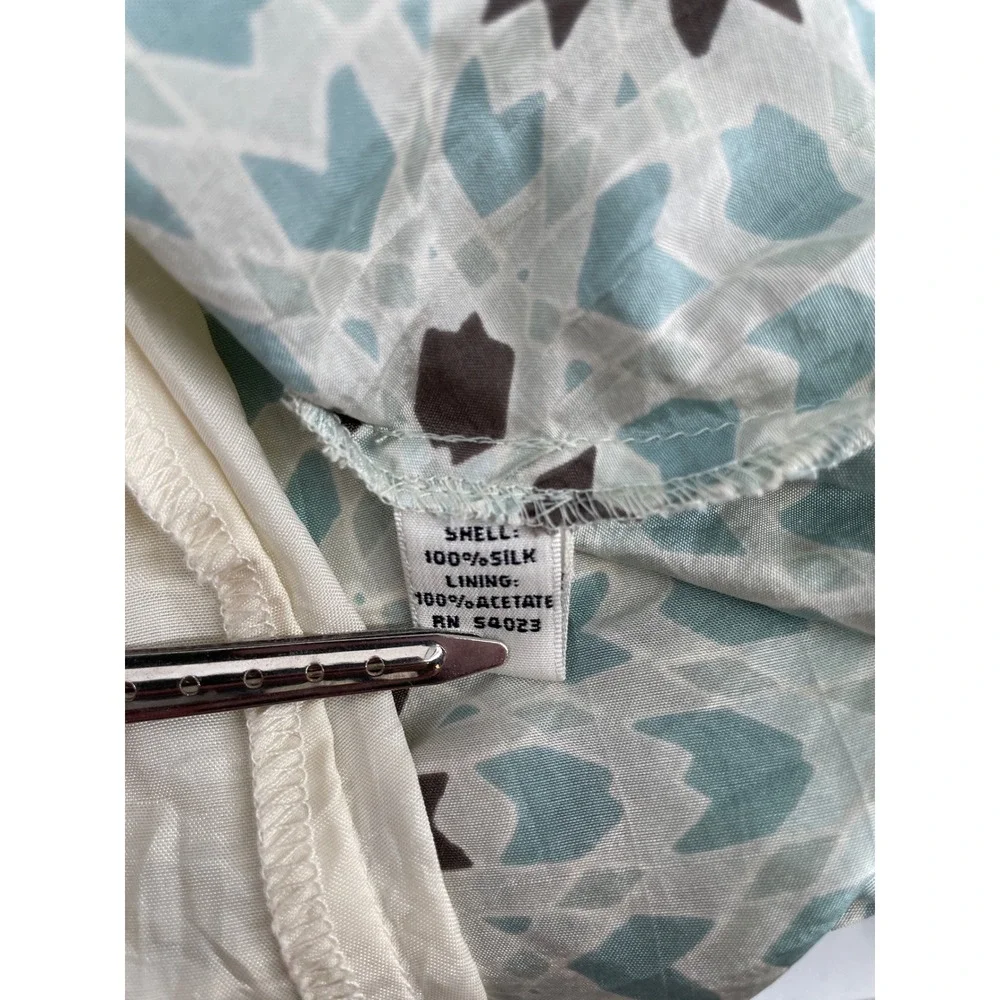 Banana Republic 100%‎ Silk Skirt Womens 0 Blue Teal Mosaic Luxury Coastal Artsy